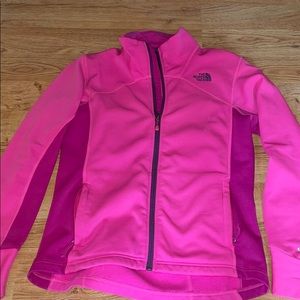 pink north face women’s medium fleece zip up